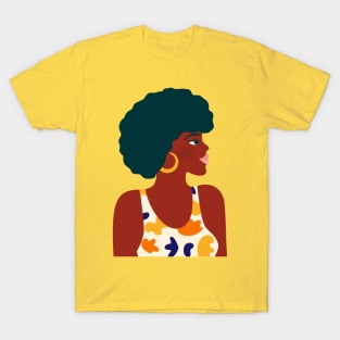 Black Afro Hair Woman T-Shirt